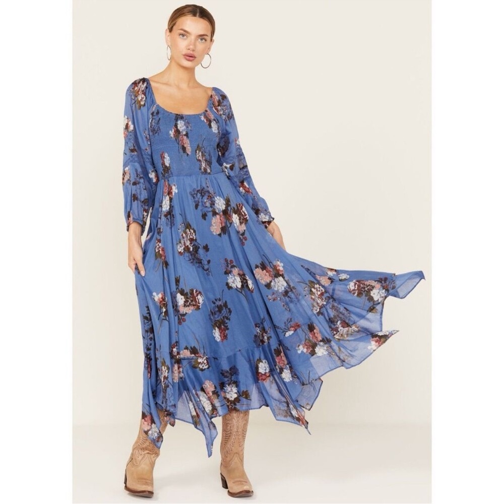Free People Morning Glory Maxi Dress Dutch Blue Combo